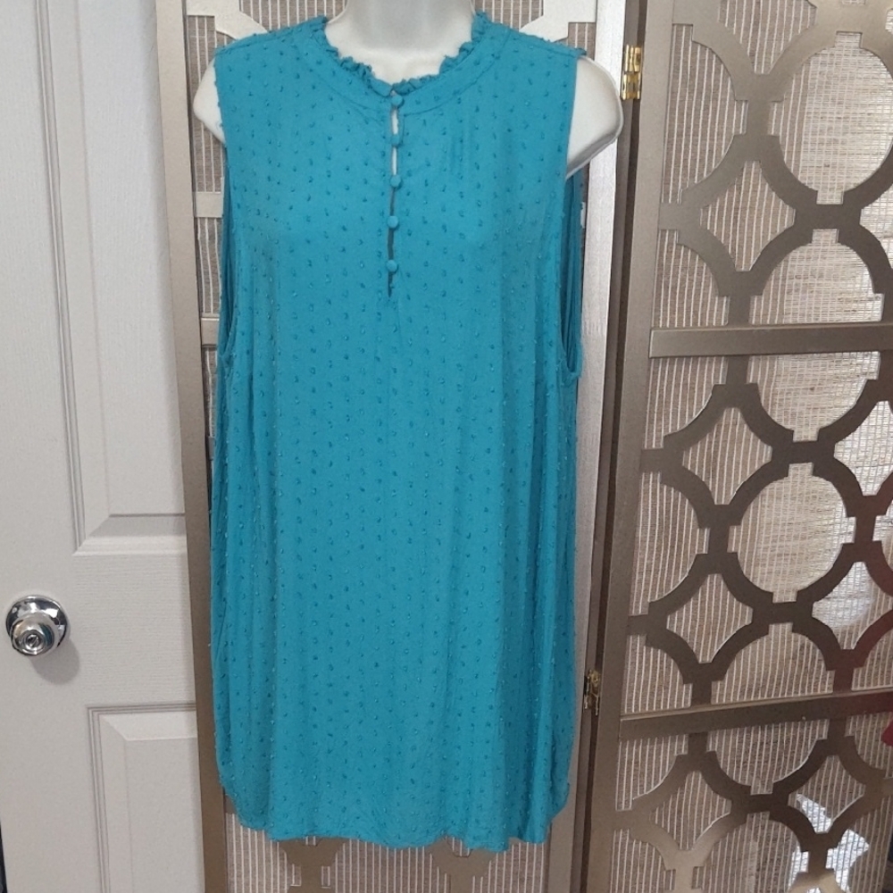 Torrid Blue Sleeveless Relaxed Tunic Blouse